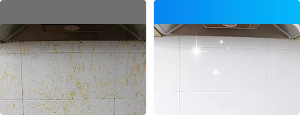 Before and after PureSteam Pro on shower screen limescale