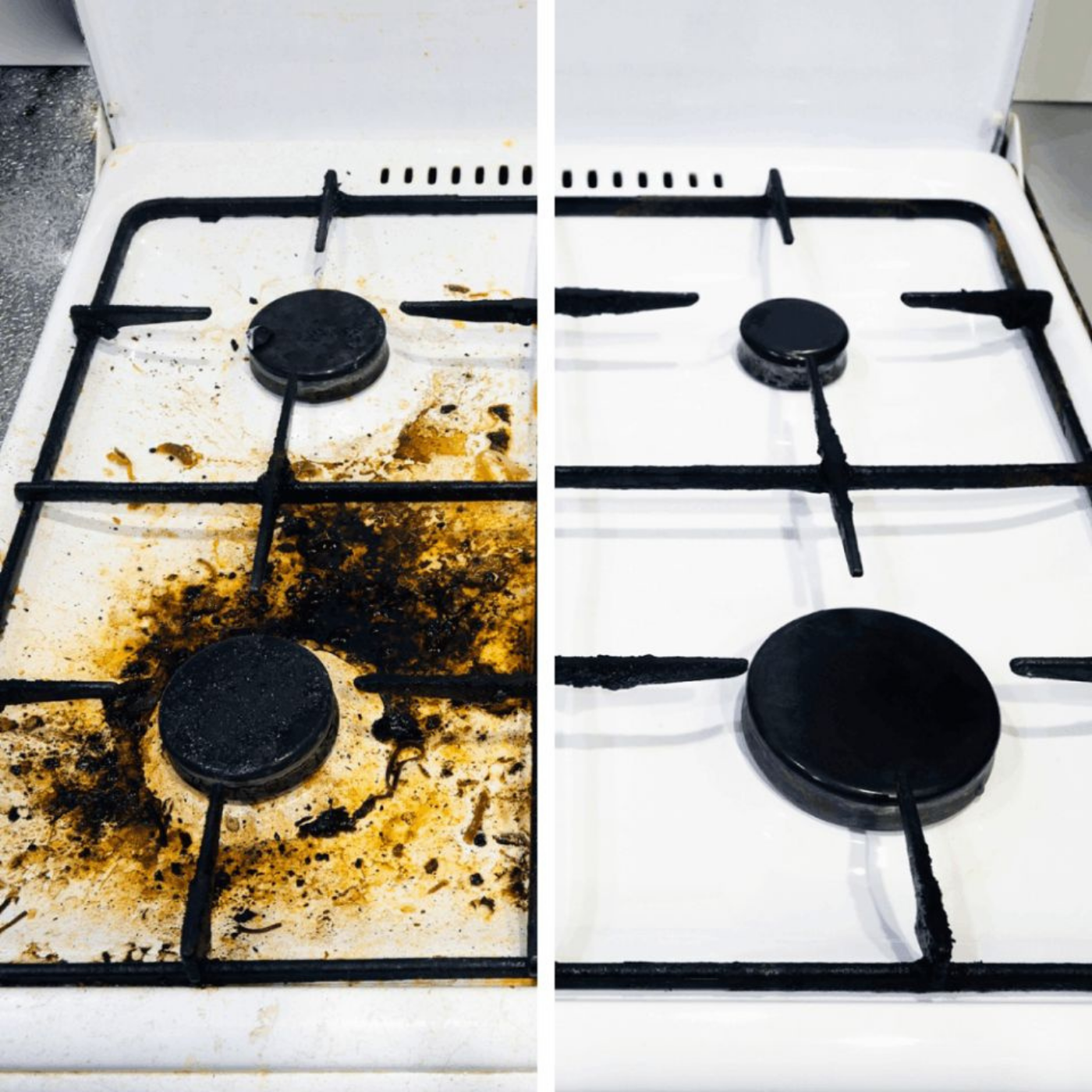 Customer Eleanor — kitchen plate before and after PureSteam Pro