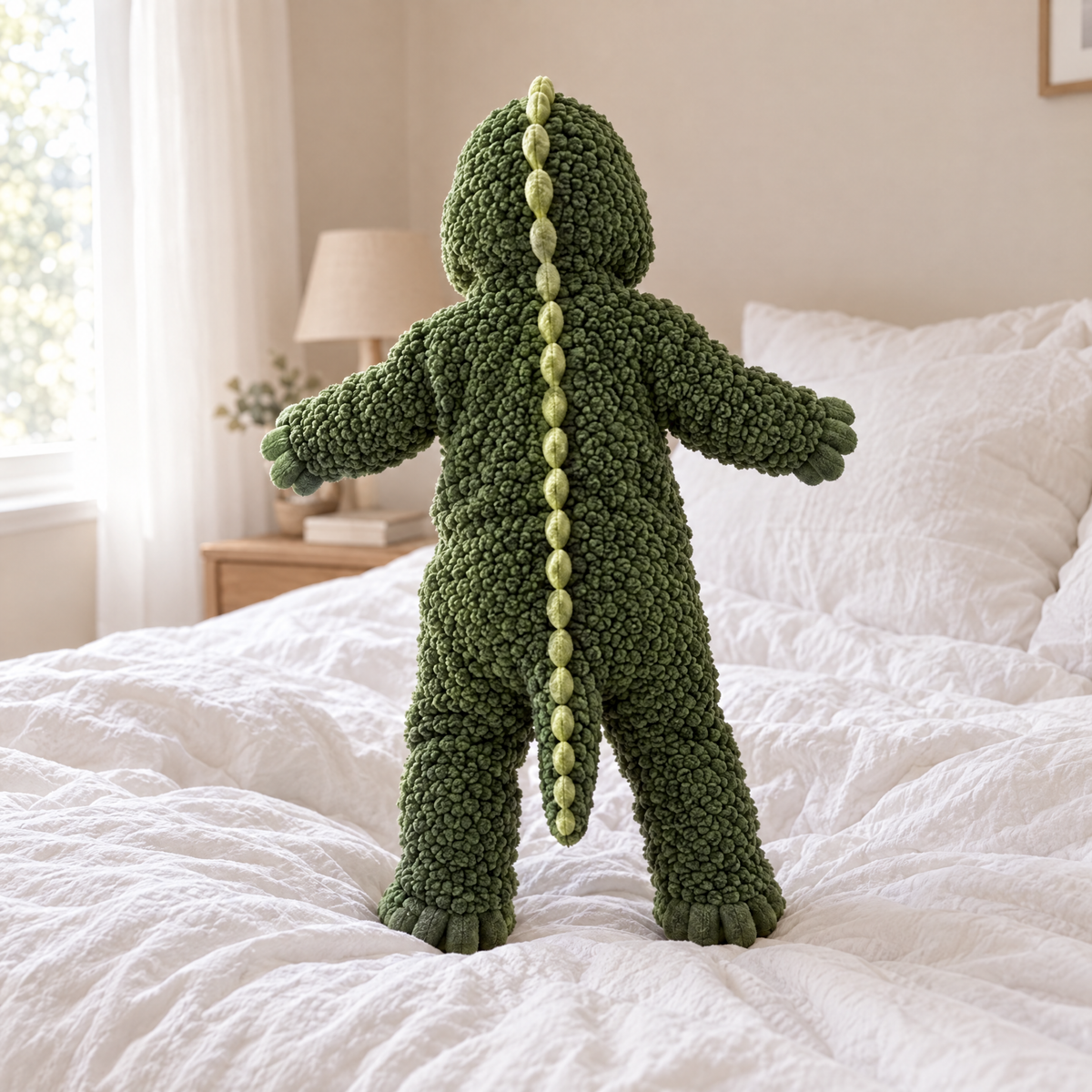 Baby dino romper, back with spikes and tail