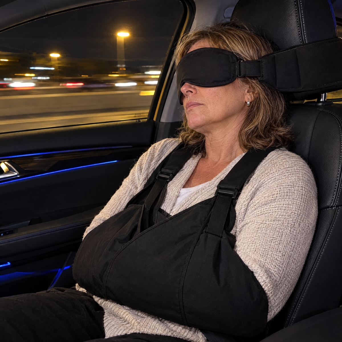 Travel sleep set in the car